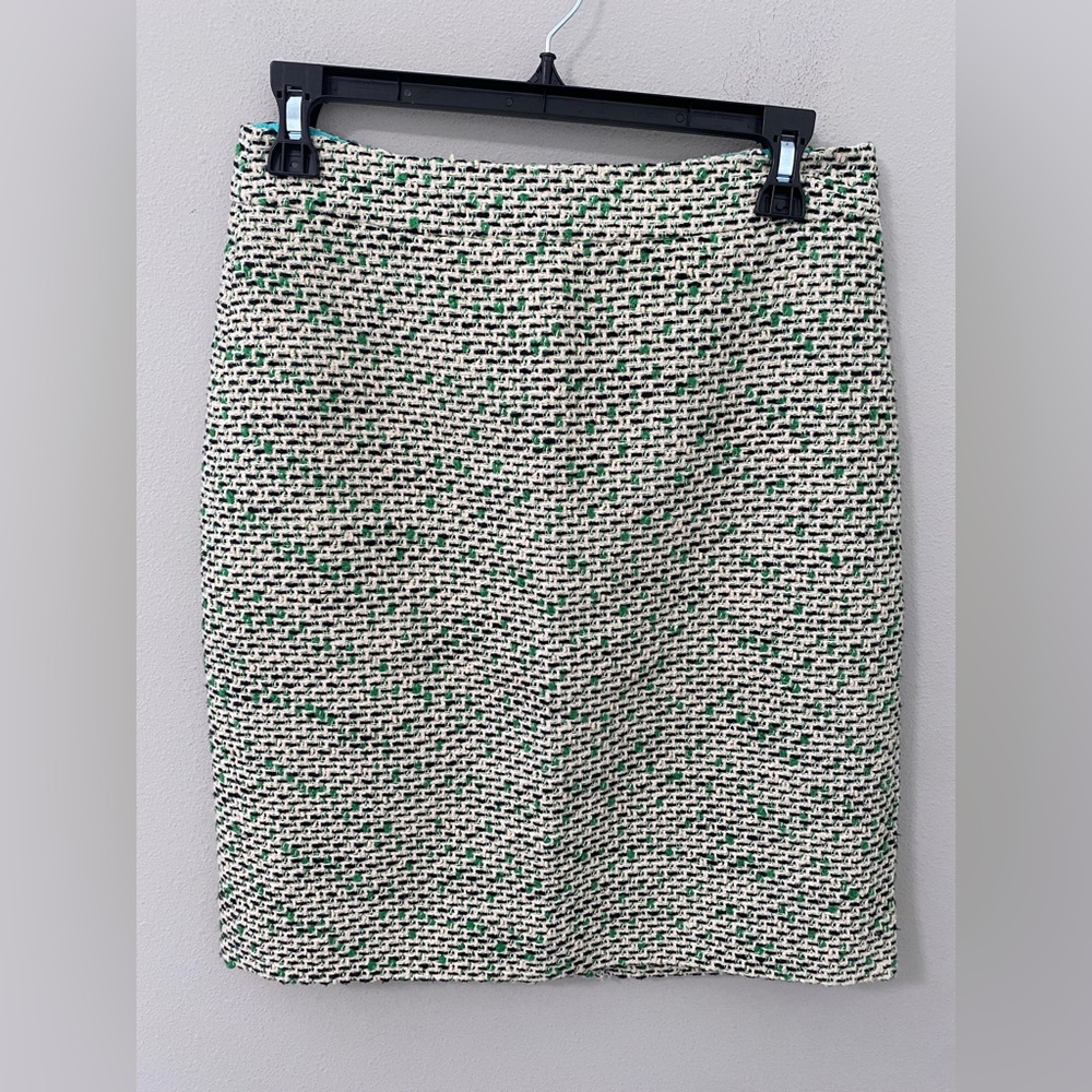 Kate Spade Green and Cream Tweed Skirt Size 4